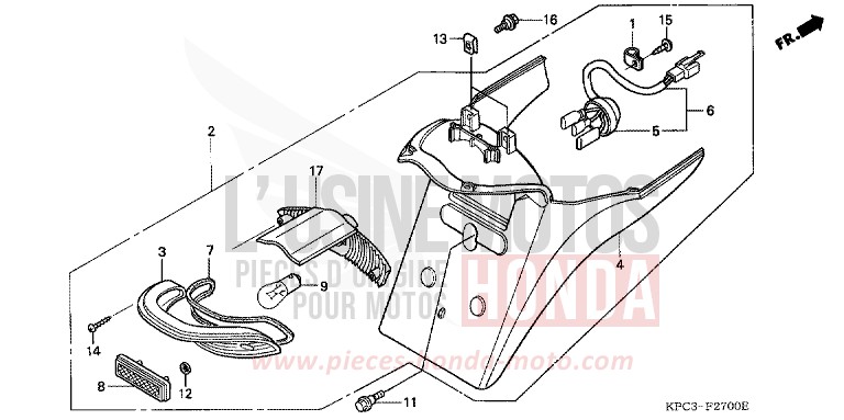 TAILLIGHT (XL125V1/2/3/4/5/6) for Varadero 125 MUTE BLACK METALLIC (NH359) from 2006